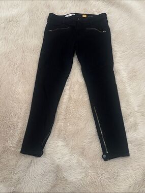Pilcro Black Skinny Jeans with Ankle Zips and Front Zip Pockets